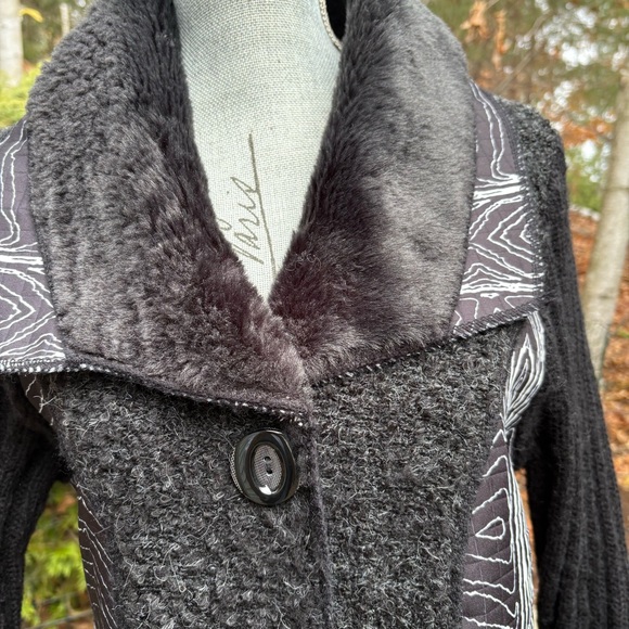 Mohair Blend Black & White Unique Cardigan Whimsigoth Jacket - Picture 3 of 16